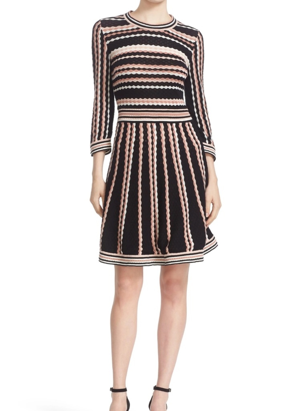Kate Spade Scallop Stripe Knit Sweater Dress XXS